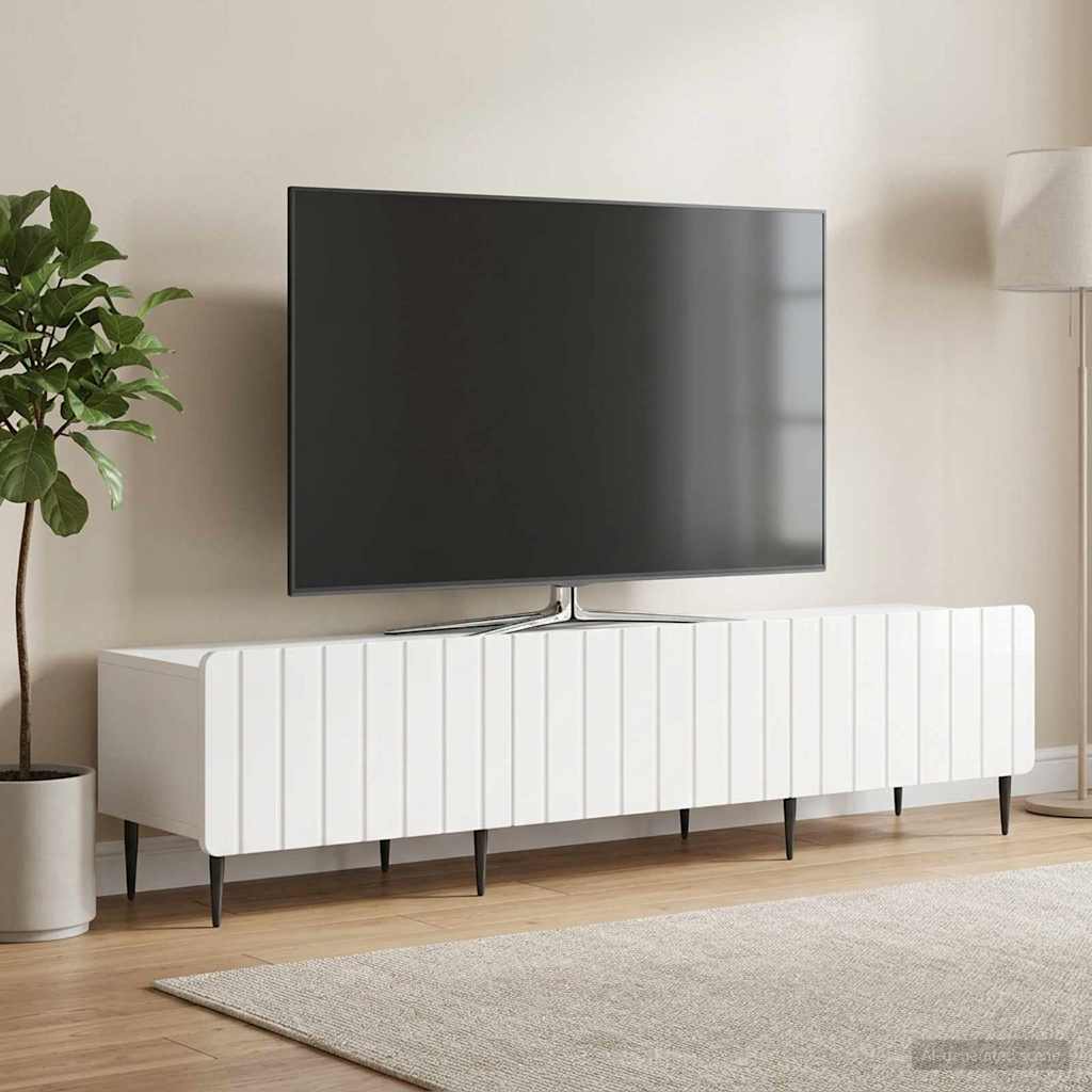 TV-skab Hvid højglans 147 x 34,5 x 32 cm Konstrueret træ