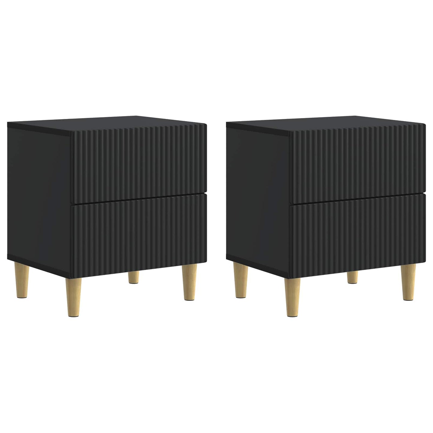 Natskab med skuffe 2 pcs Sort 43 x 34,5 x 48 cm Konstrueret træ