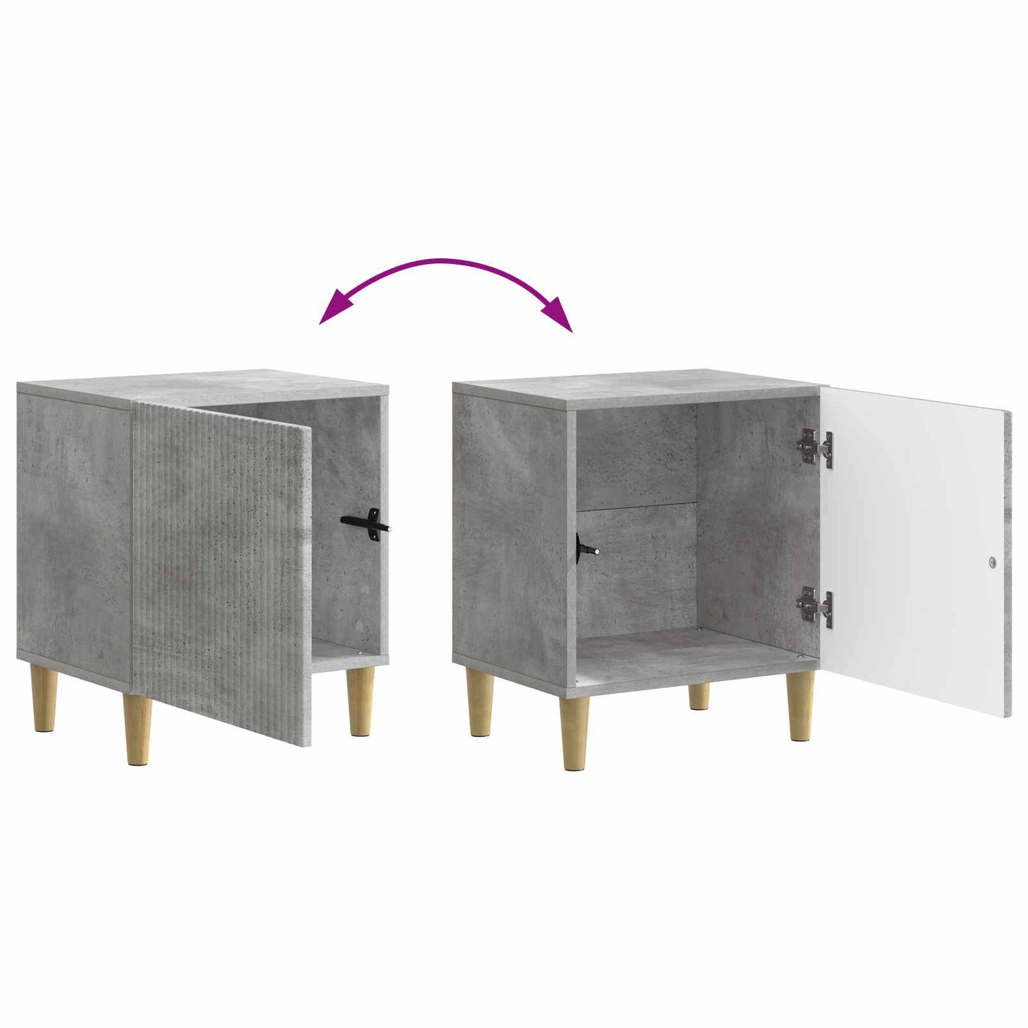 Natskab 2 pcs Betongrå 43 x 34,5 x 50 cm Konstrueret træ