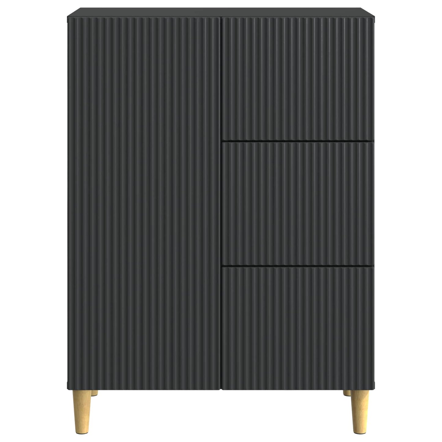 Sideboard med skuffe Sort 66 x 34,5 x 90 cm Konstrueret træ