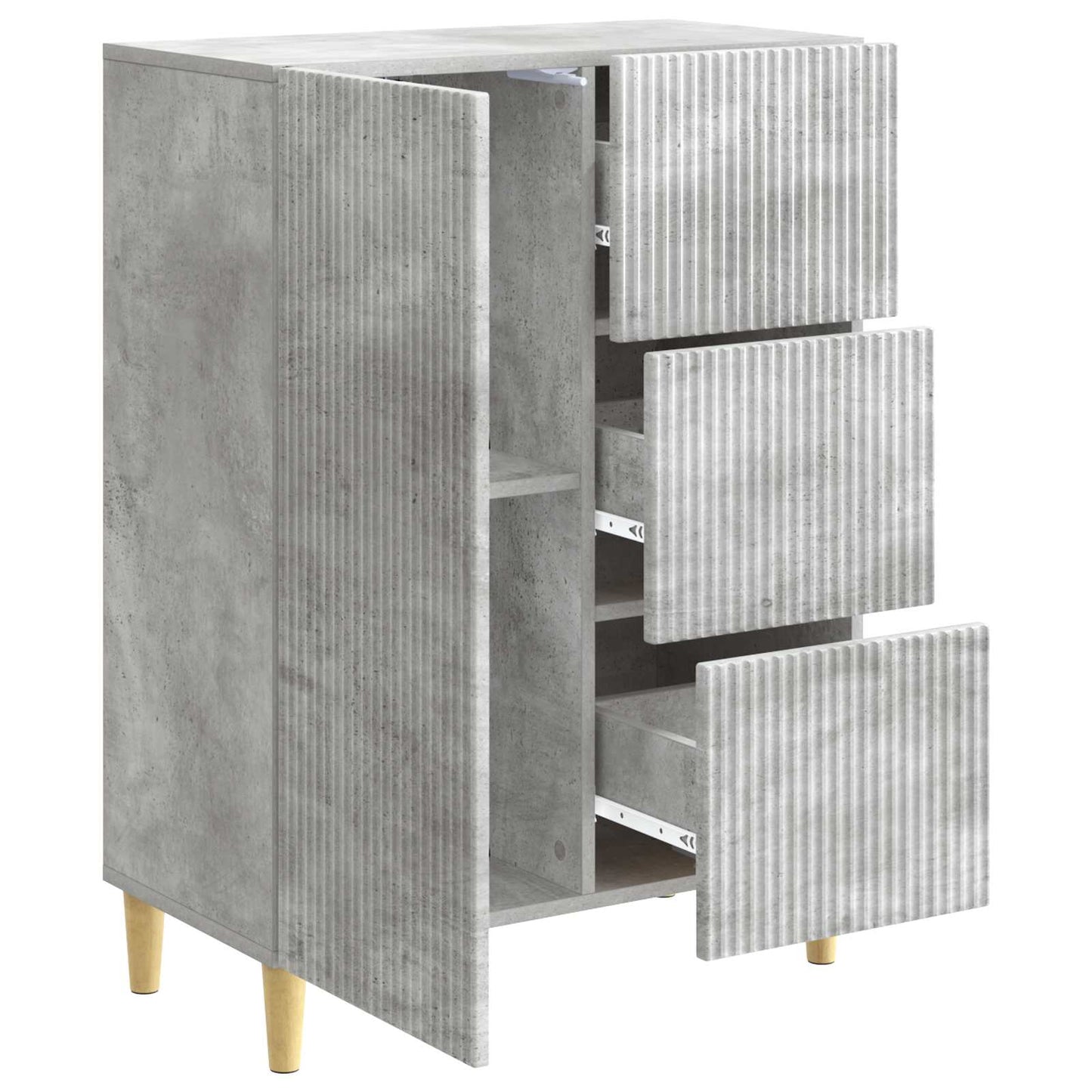 Sideboard med skuffe Betongrå 66 x 34,5 x 90 cm Konstrueret træ