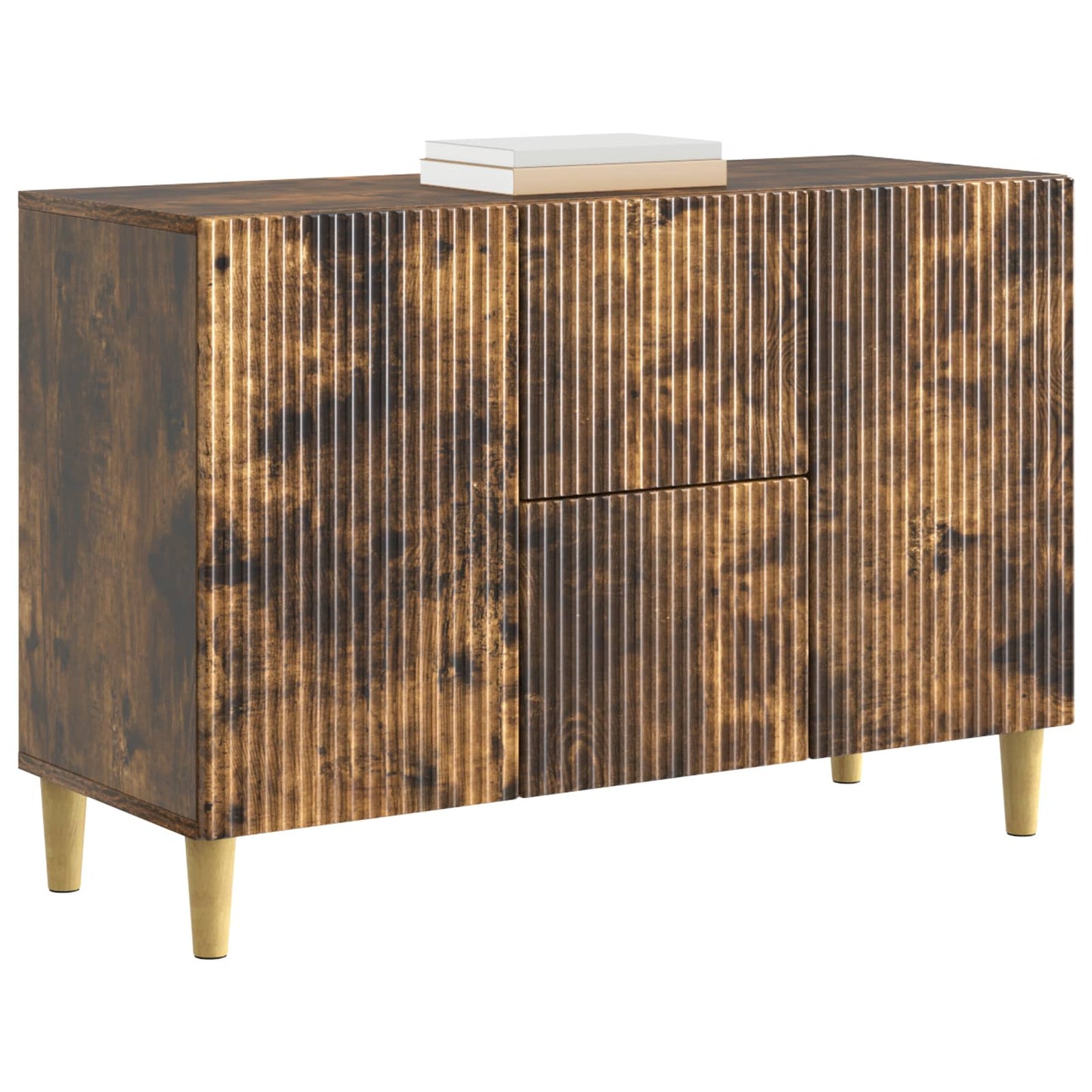 Sideboard med skuffe Røget eg 89 x 34,5 x 60 cm Konstrueret træ