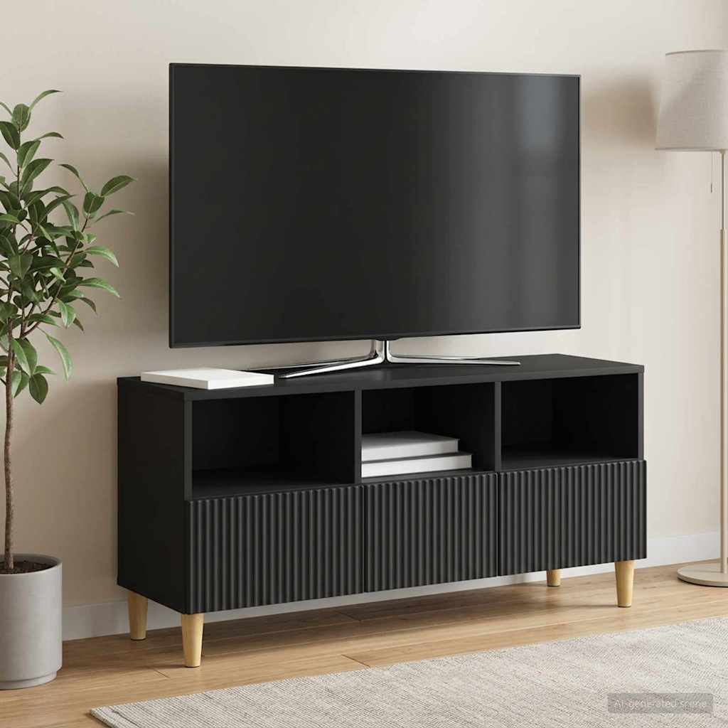 TV-skab med skuffe Sort 102 x 34,5 x 50 cm Konstrueret træ
