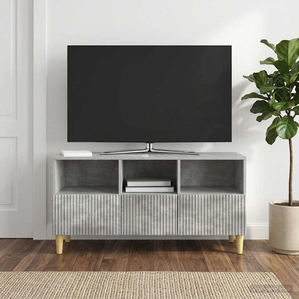 TV-skab med skuffe Betongrå 102 x 34,5 x 50 cm Konstrueret træ