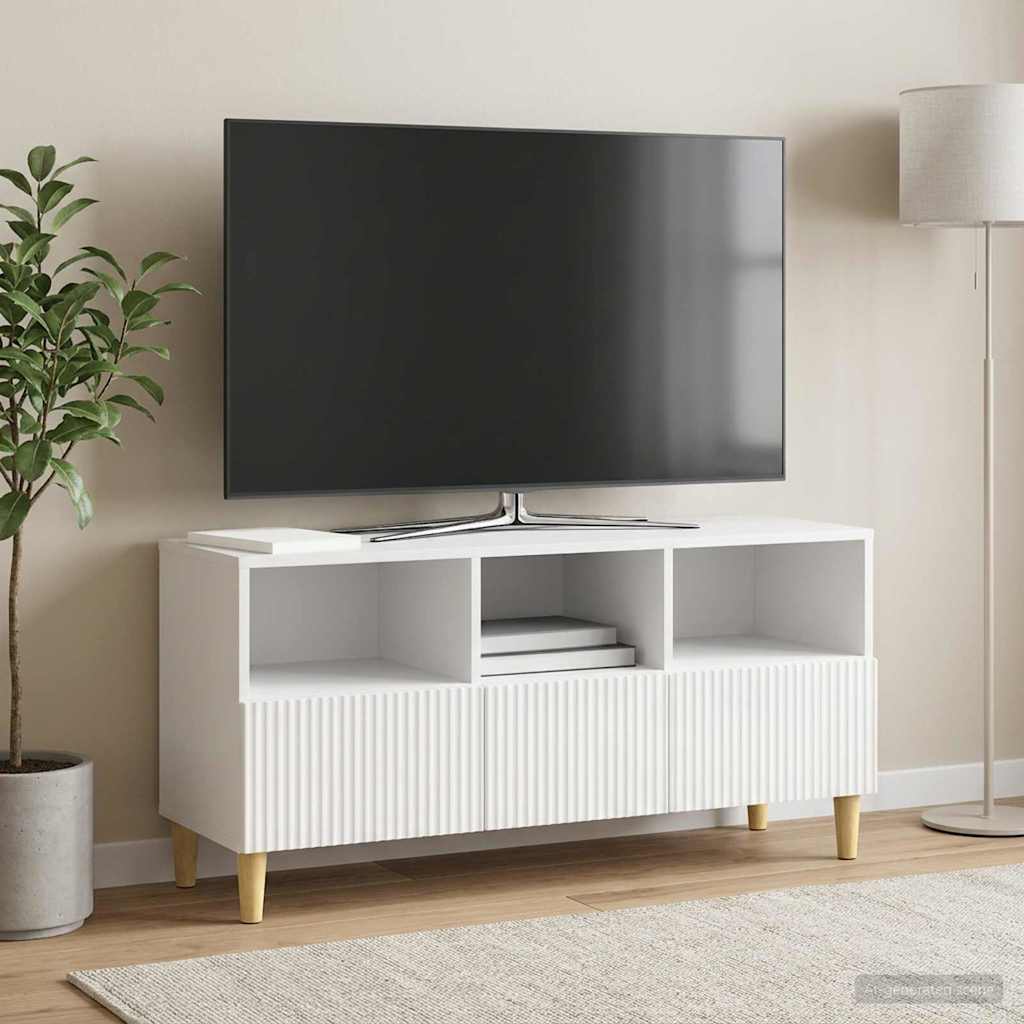 TV-skab Hvid højglans 102 x 34,5 x 50 cm Konstrueret træ