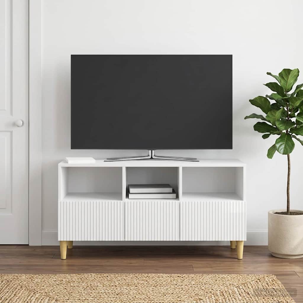 TV-skab Hvid højglans 102 x 34,5 x 50 cm Konstrueret træ