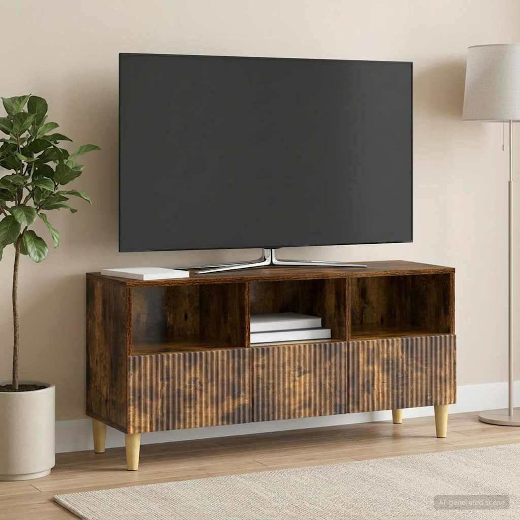 TV-skab med skuffe Røget eg 102 x 34,5 x 50 cm Konstrueret træ