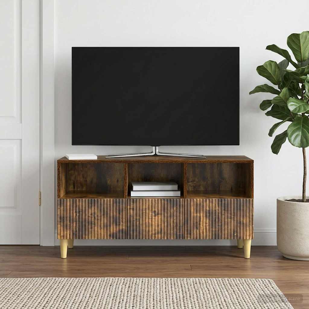 TV-skab med skuffe Røget eg 102 x 34,5 x 50 cm Konstrueret træ