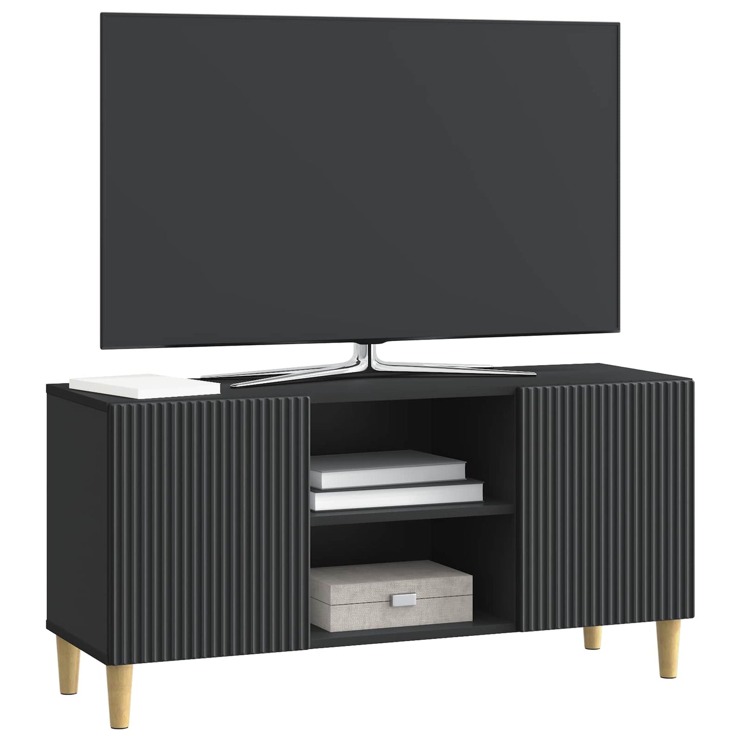 TV-skab Sort 102 x 34,5 x 50 cm Konstrueret træ