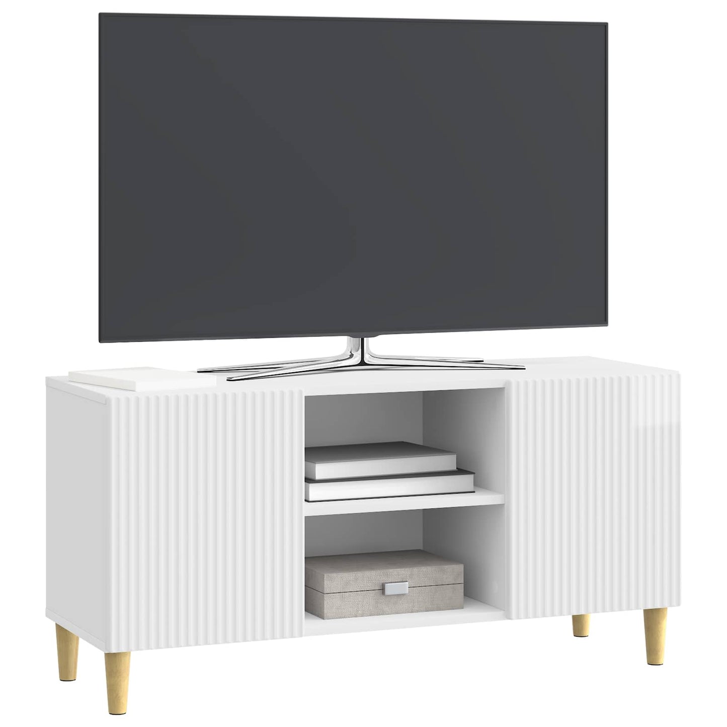 TV-skab Hvid højglans 102 x 34,5 x 50 cm Konstrueret træ