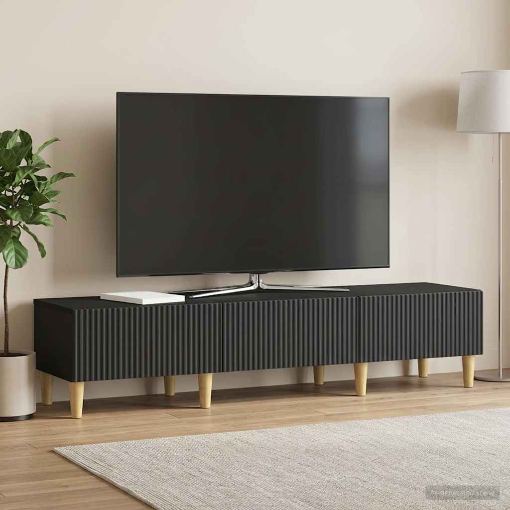 TV-skab med skuffe Sort 147 x 34,5 x 30 cm Konstrueret træ