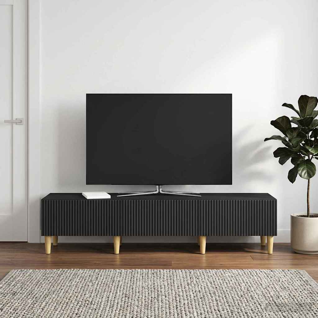 TV-skab med skuffe Sort 147 x 34,5 x 30 cm Konstrueret træ