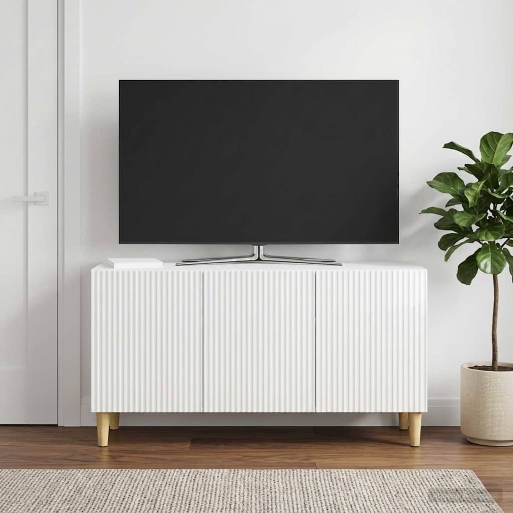 TV-skab Hvid højglans 99 x 34,5 x 50 cm Konstrueret træ