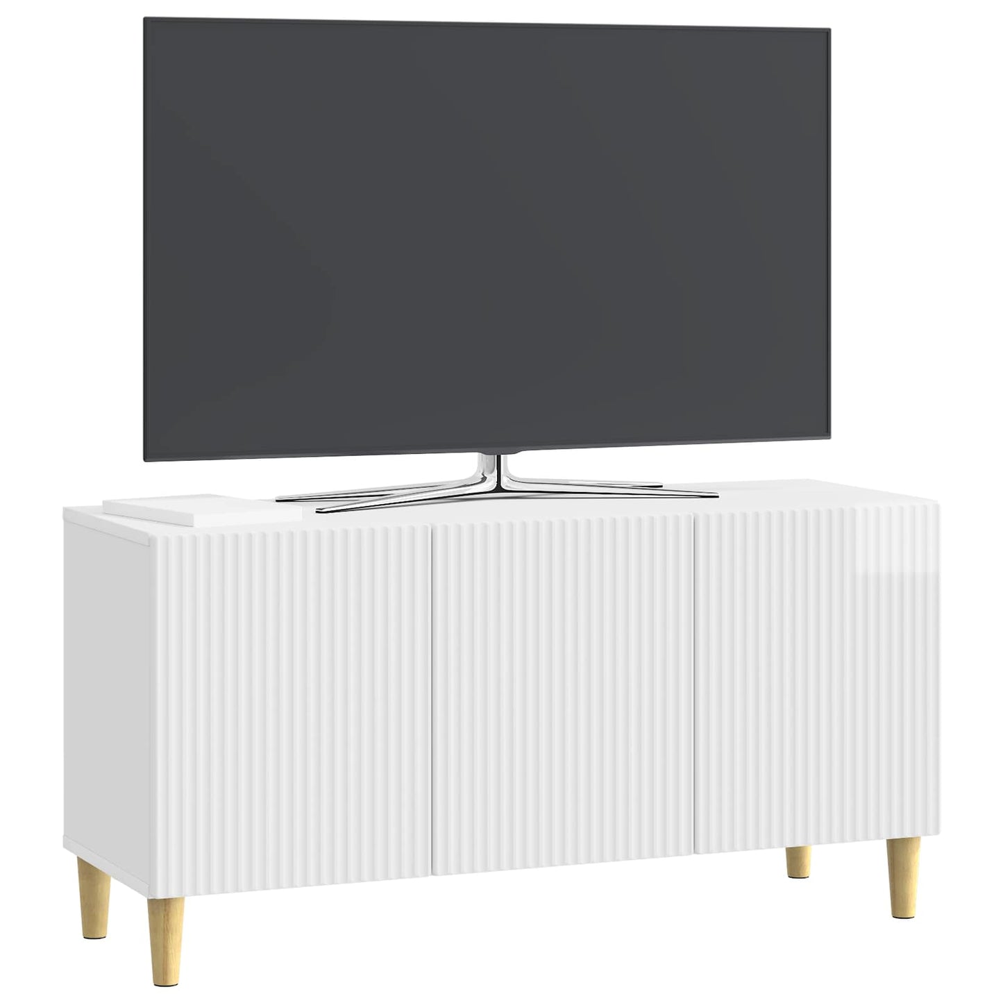 TV-skab Hvid højglans 99 x 34,5 x 50 cm Konstrueret træ