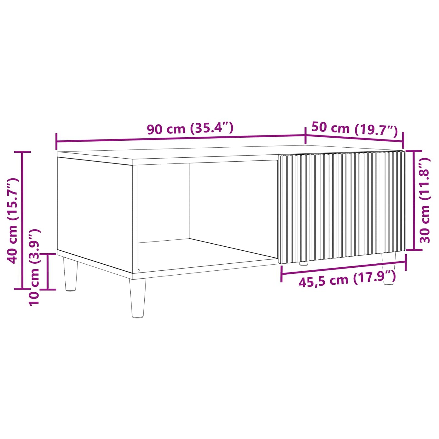 Sofabord Sort 90 x 50 x 40 cm Konstrueret træ