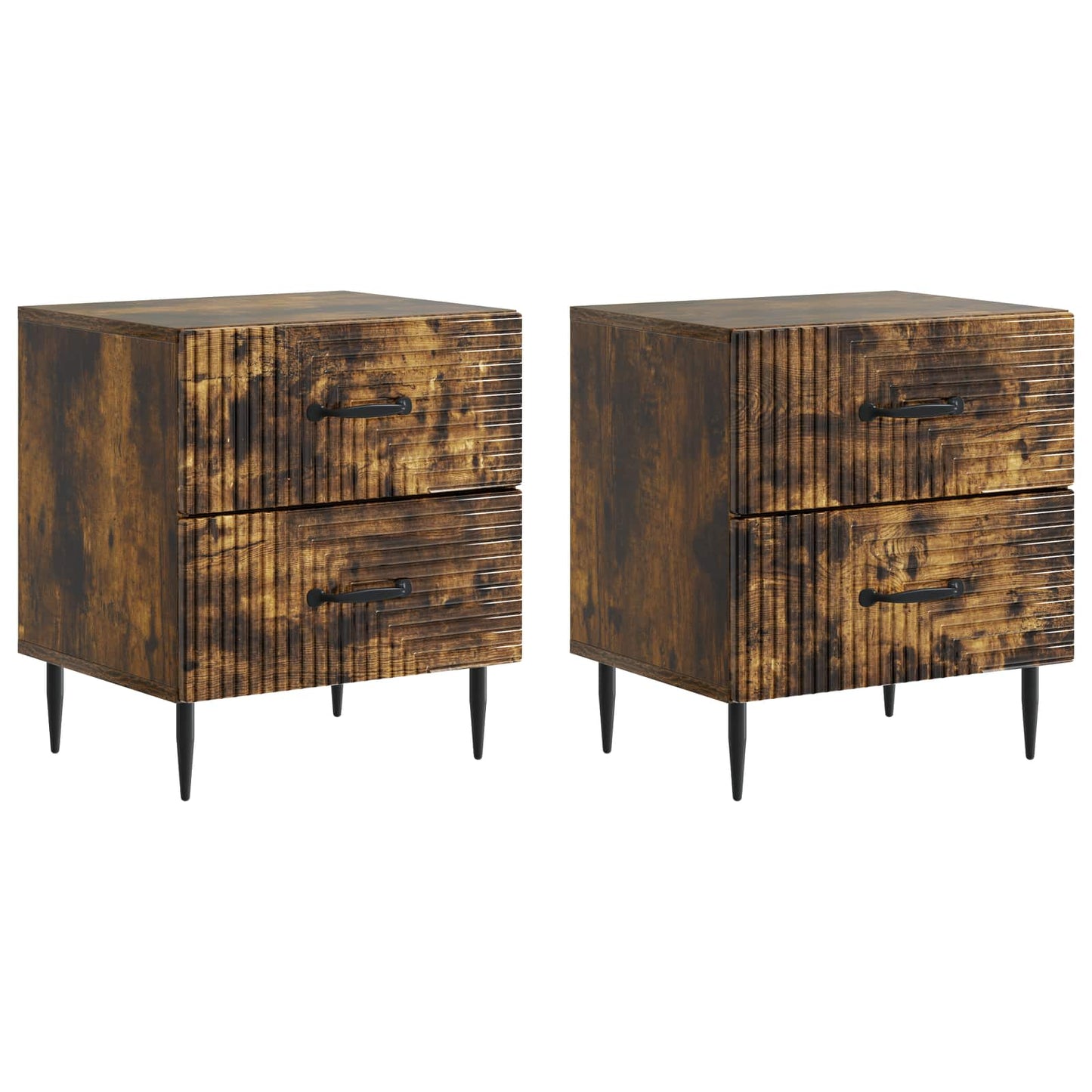 Natskab 2 pcs Røget eg 43 x 34,5 x 47,5 cm Konstrueret træ
