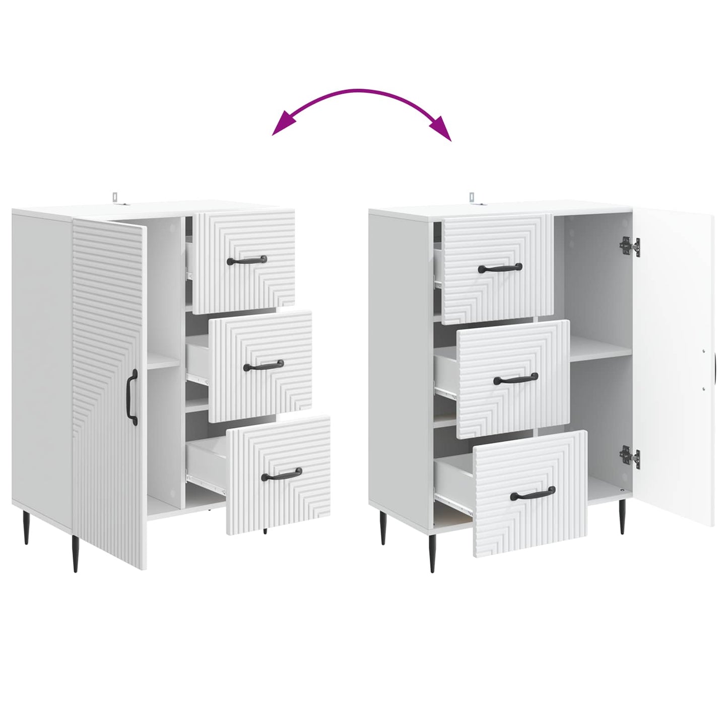 Sideboard Hvid 66 x 34,5 x 89,5 cm Konstrueret træ