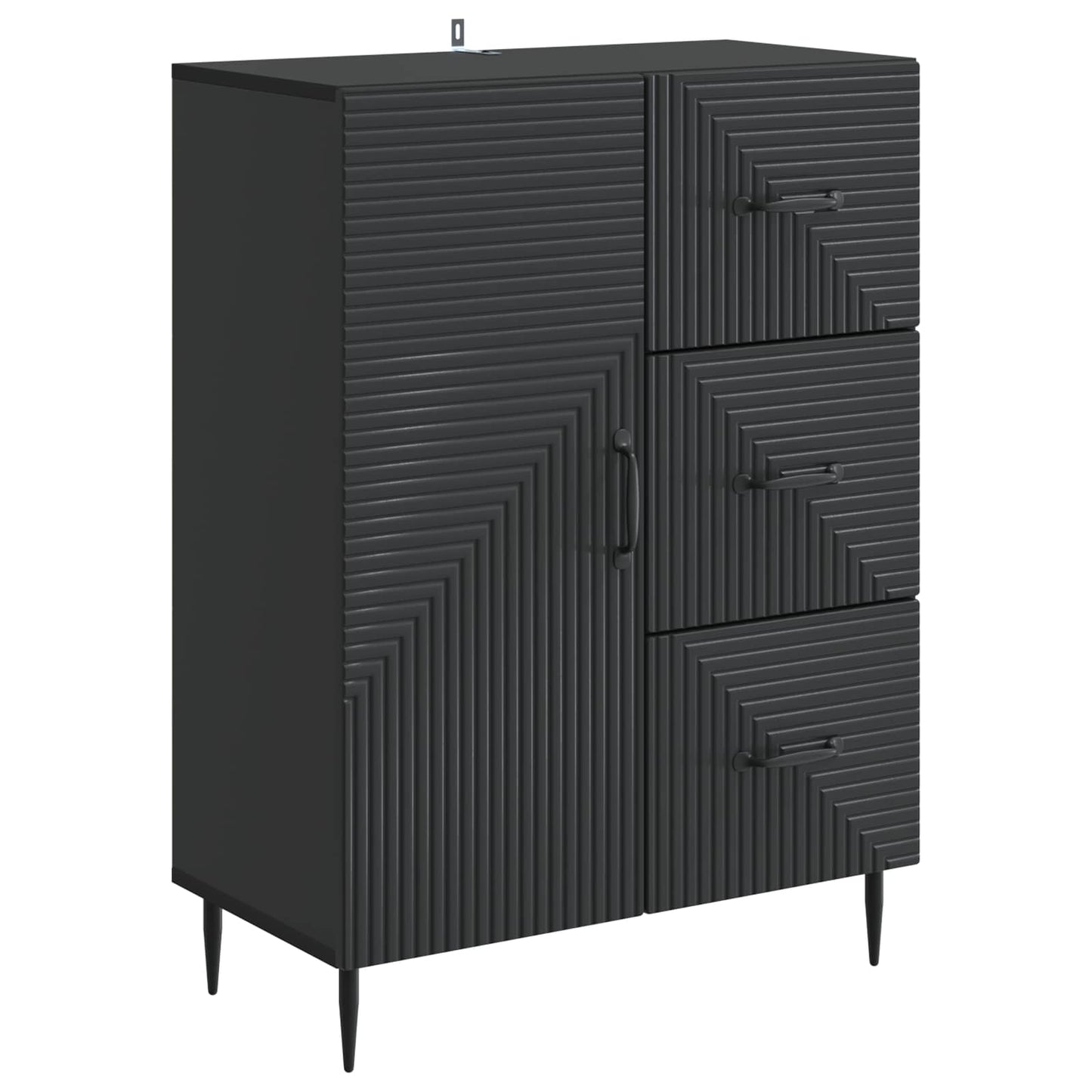 Sideboard med skuffe Sort 66 x 34,5 x 89,5 cm Konstrueret træ