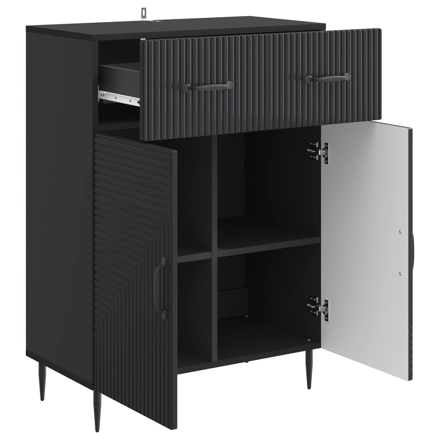 Sideboard med skuffe Sort 66 x 34,5 x 89,5 cm Konstrueret træ