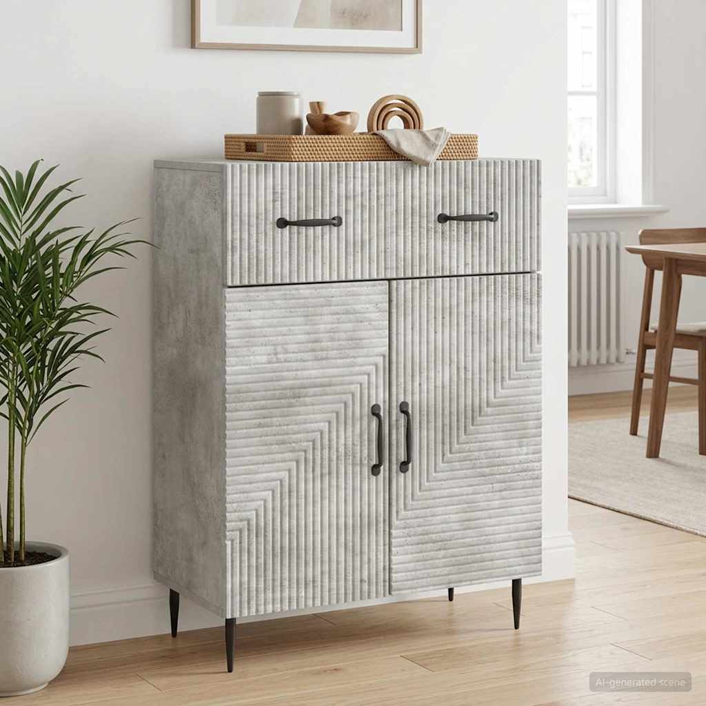 Sideboard Betongrå 66 x 34,5 x 89,5 cm Konstrueret træ