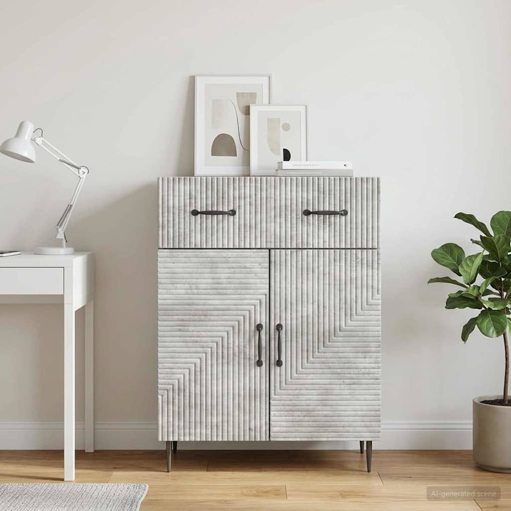 Sideboard Betongrå 66 x 34,5 x 89,5 cm Konstrueret træ