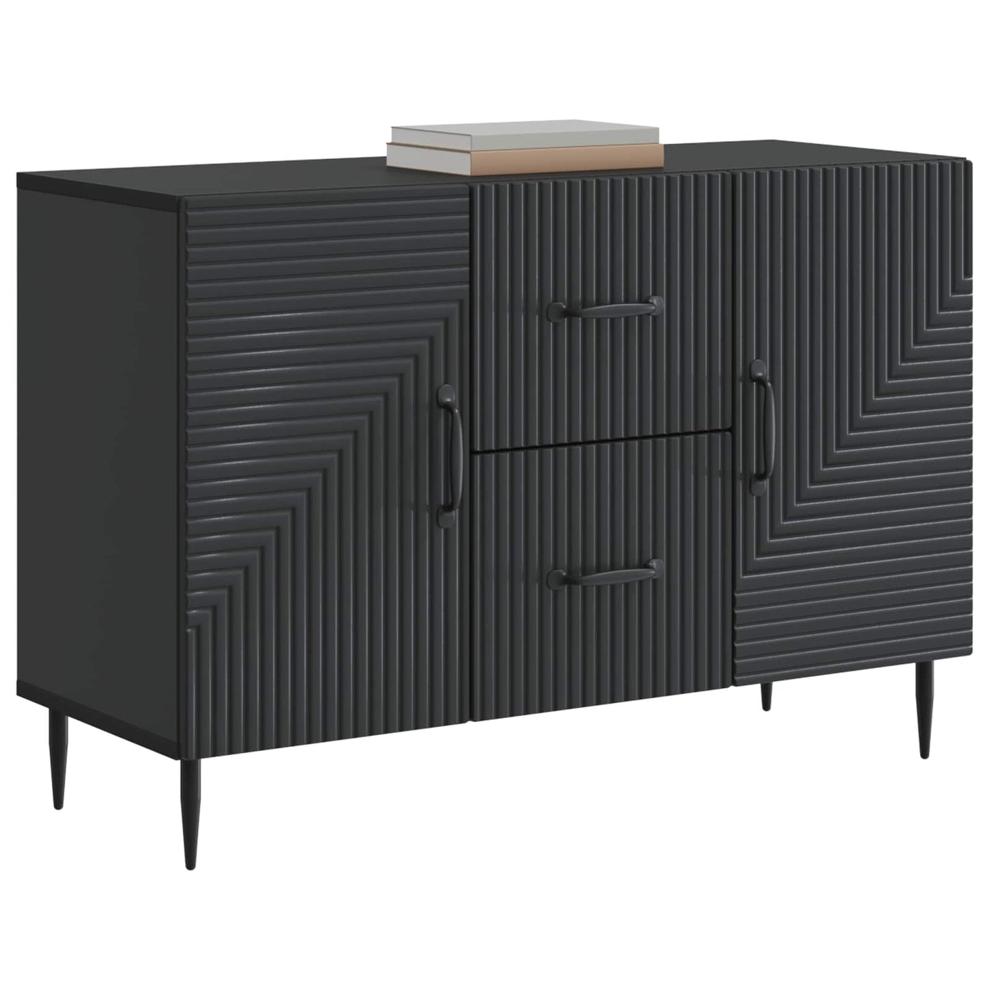 Sideboard med skuffe Sort 89 x 34,5 x 60 cm Konstrueret træ