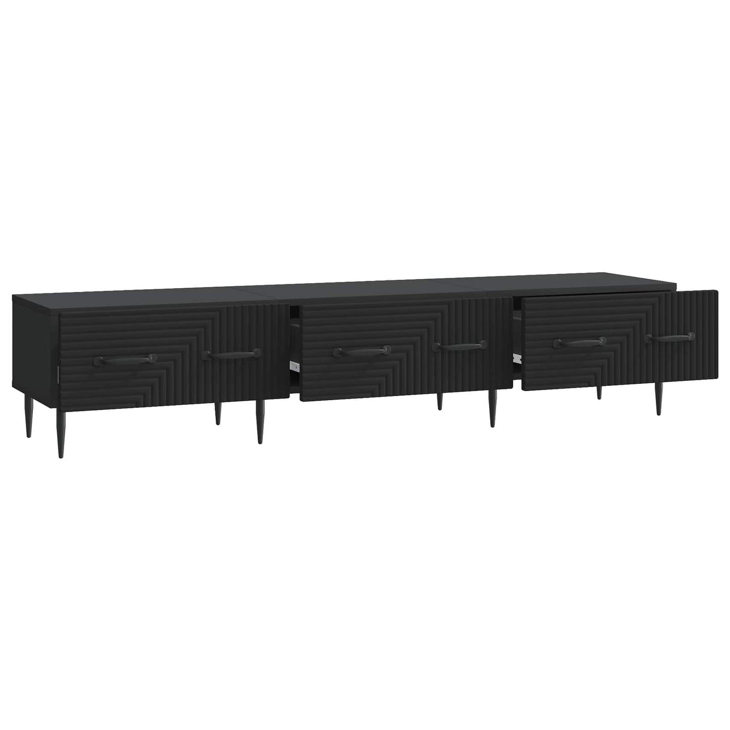 TV-skab med skuffe Sort 147 x 34,5 x 30 cm Konstrueret træ