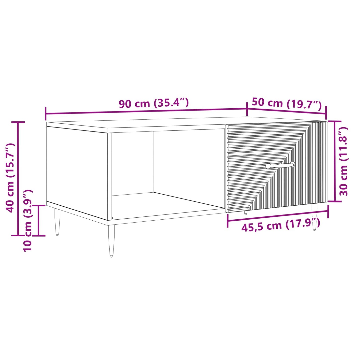 Sofabord Gammelt træ 90 x 50 x 40 cm Konstrueret træ
