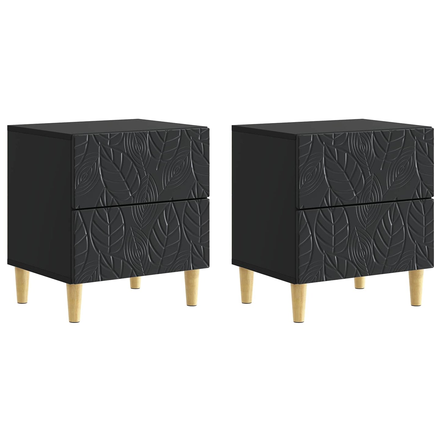 Sengebord 2 pcs Sort 43 x 34,5 x 48 cm Konstrueret træ