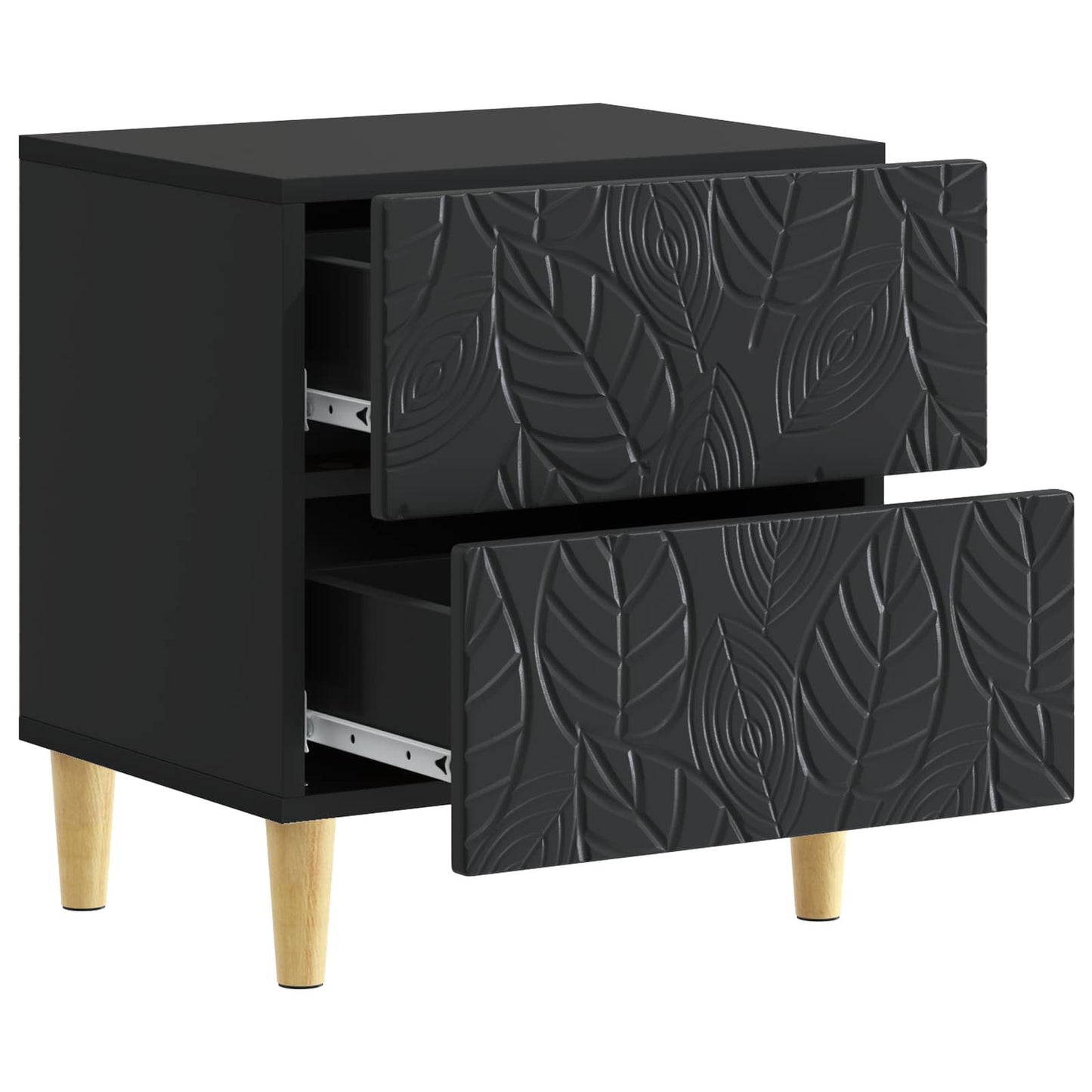 Sengebord 2 pcs Sort 43 x 34,5 x 48 cm Konstrueret træ