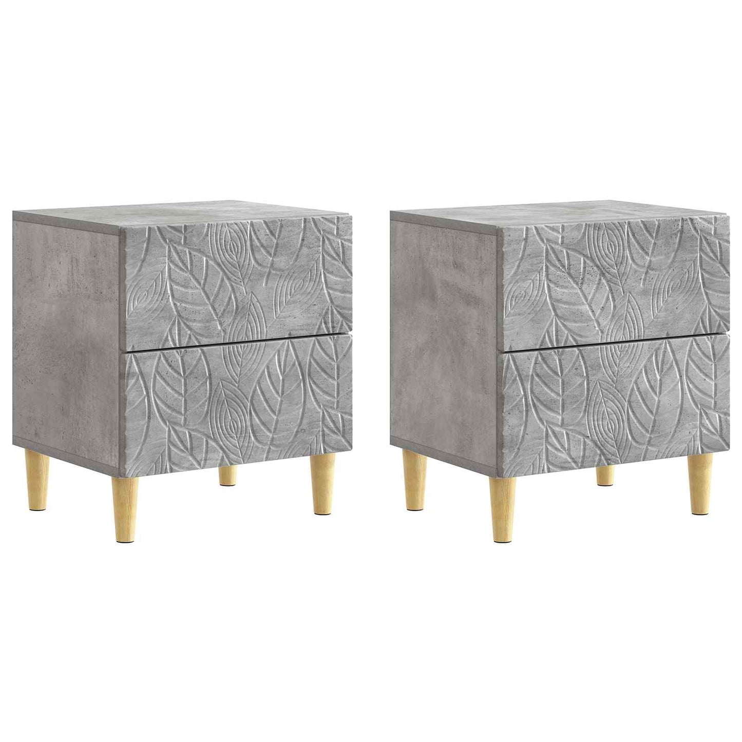 Sengebord 2 pcs Betongrå 43 x 34,5 x 48 cm Konstrueret træ