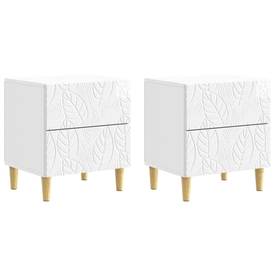 Sengebord 2 pcs Hvid højglans 43 x 34,5 x 48 cm Konstrueret træ