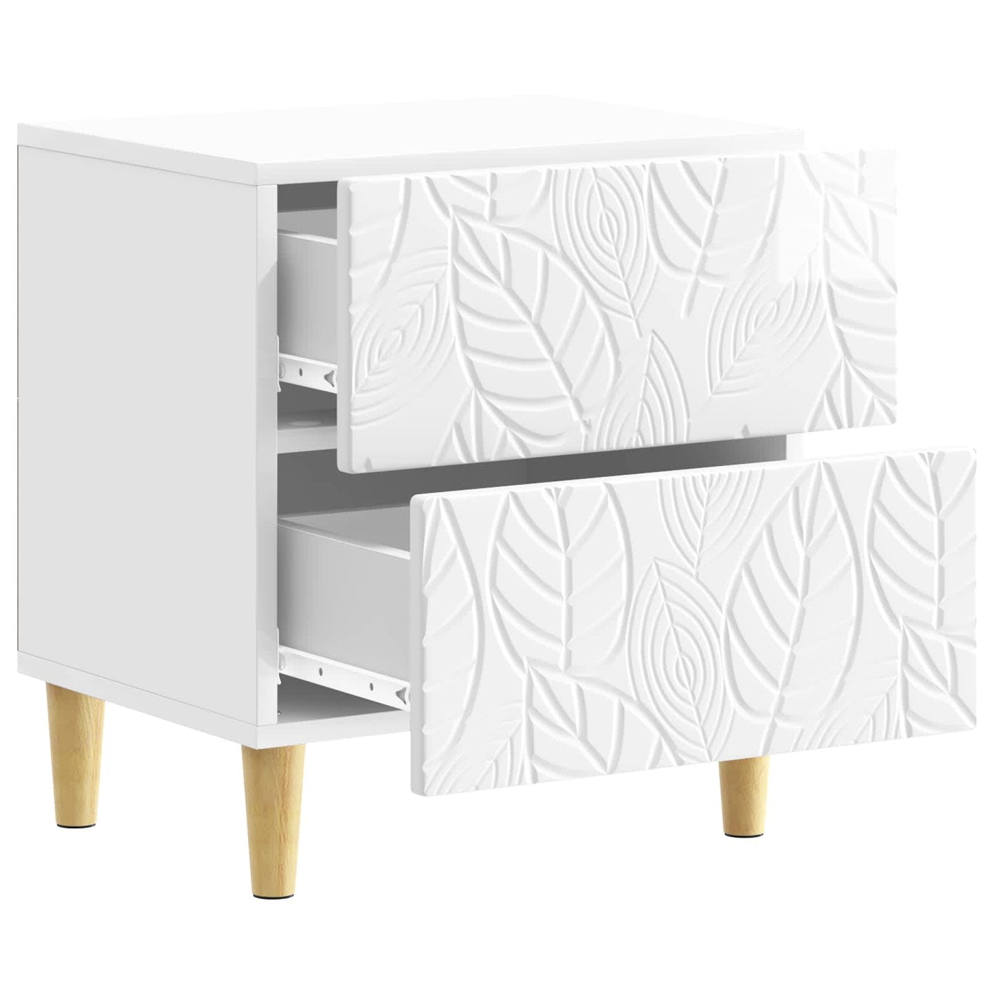 Sengebord 2 pcs Hvid højglans 43 x 34,5 x 48 cm Konstrueret træ