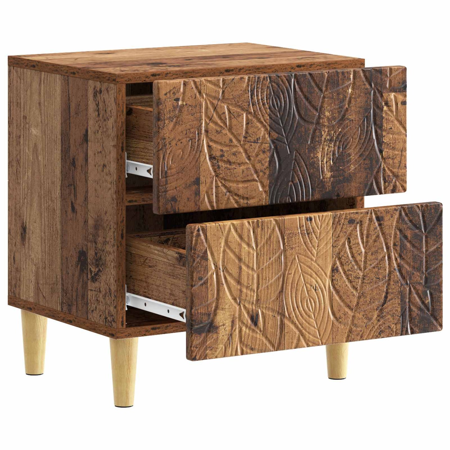 Sengebord 2 pcs Gammelt træ 43 x 34,5 x 48 cm Konstrueret træ