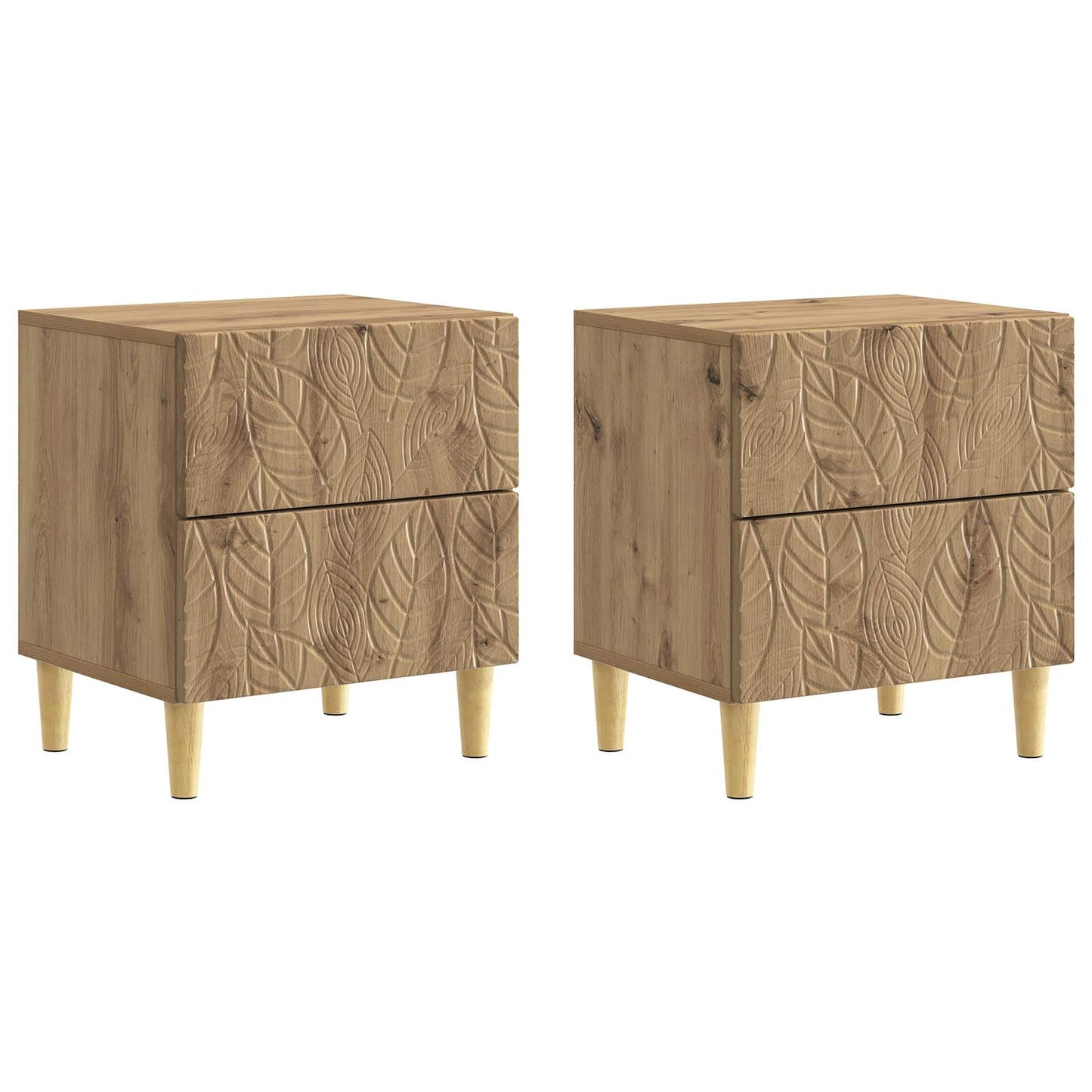 Sengebord 2 pcs Artisan-eg 43 x 34,5 x 48 cm Konstrueret træ