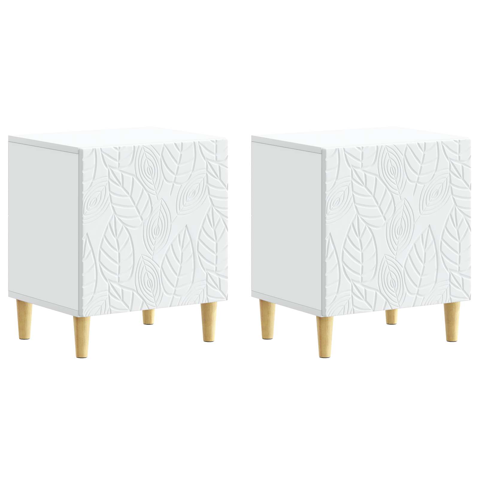Sengebord 2 pcs Hvid 43 x 34,5 x 50 cm Konstrueret træ billede
