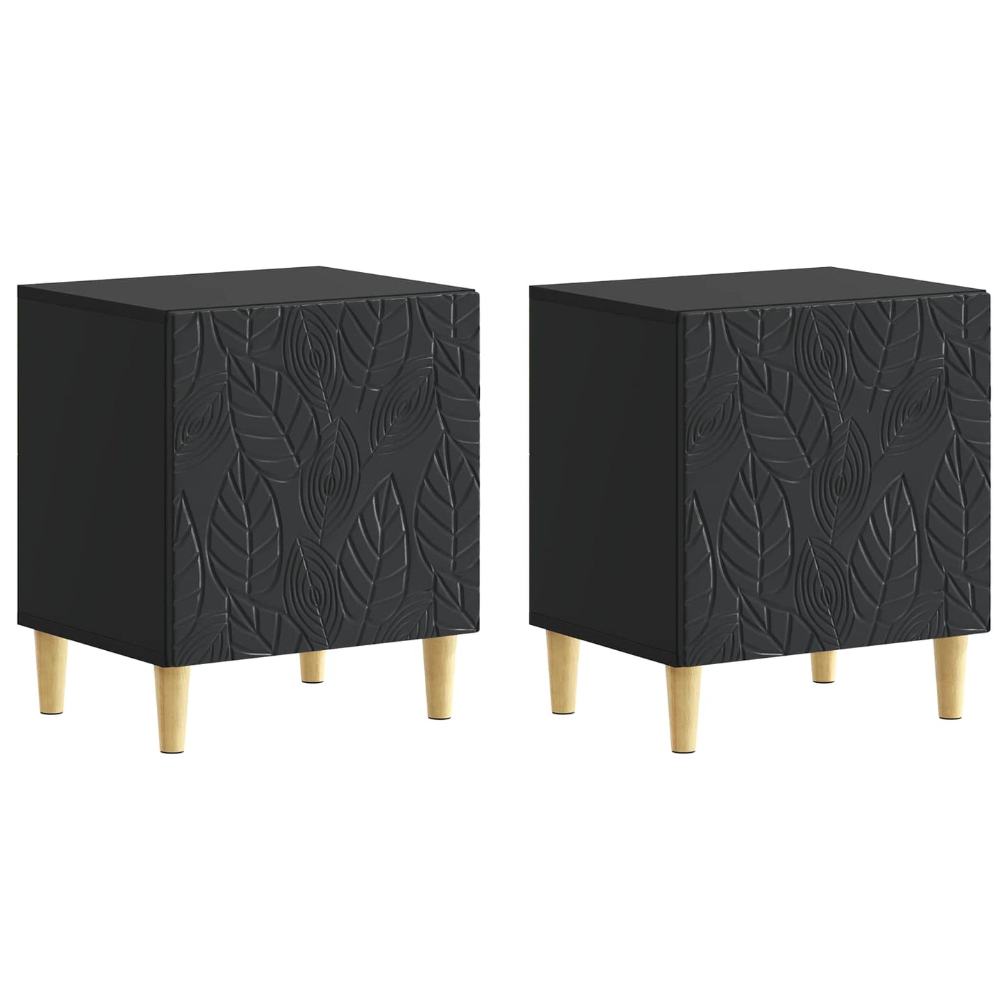 Sengebord 2 pcs Sort 43 x 34,5 x 50 cm Konstrueret træ