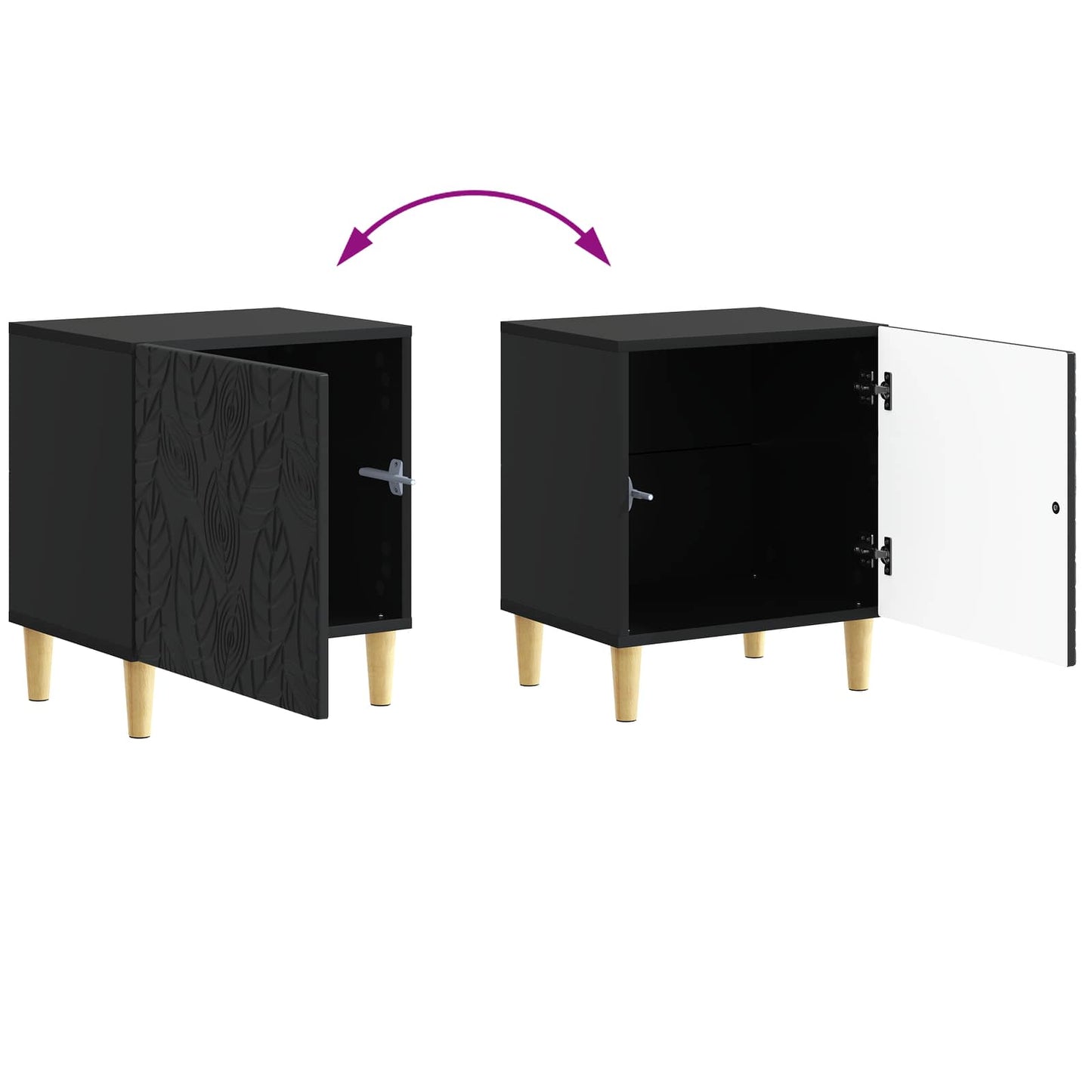 Sengebord 2 pcs Sort 43 x 34,5 x 50 cm Konstrueret træ