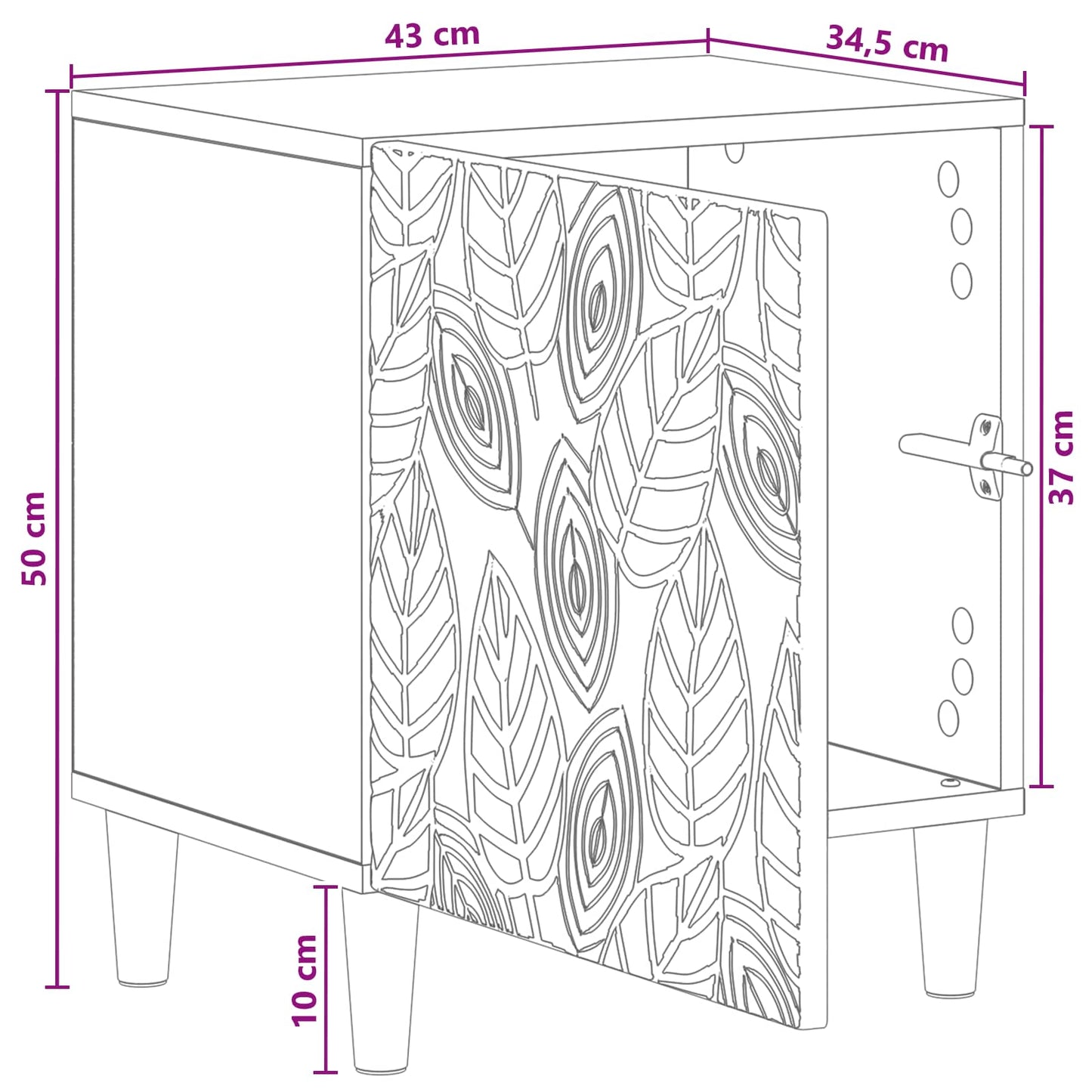 Sengebord 2 pcs Sort 43 x 34,5 x 50 cm Konstrueret træ