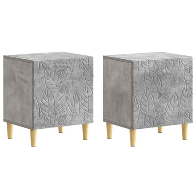 Sengebord 2 pcs Betongrå 43 x 34,5 x 50 cm Konstrueret træ