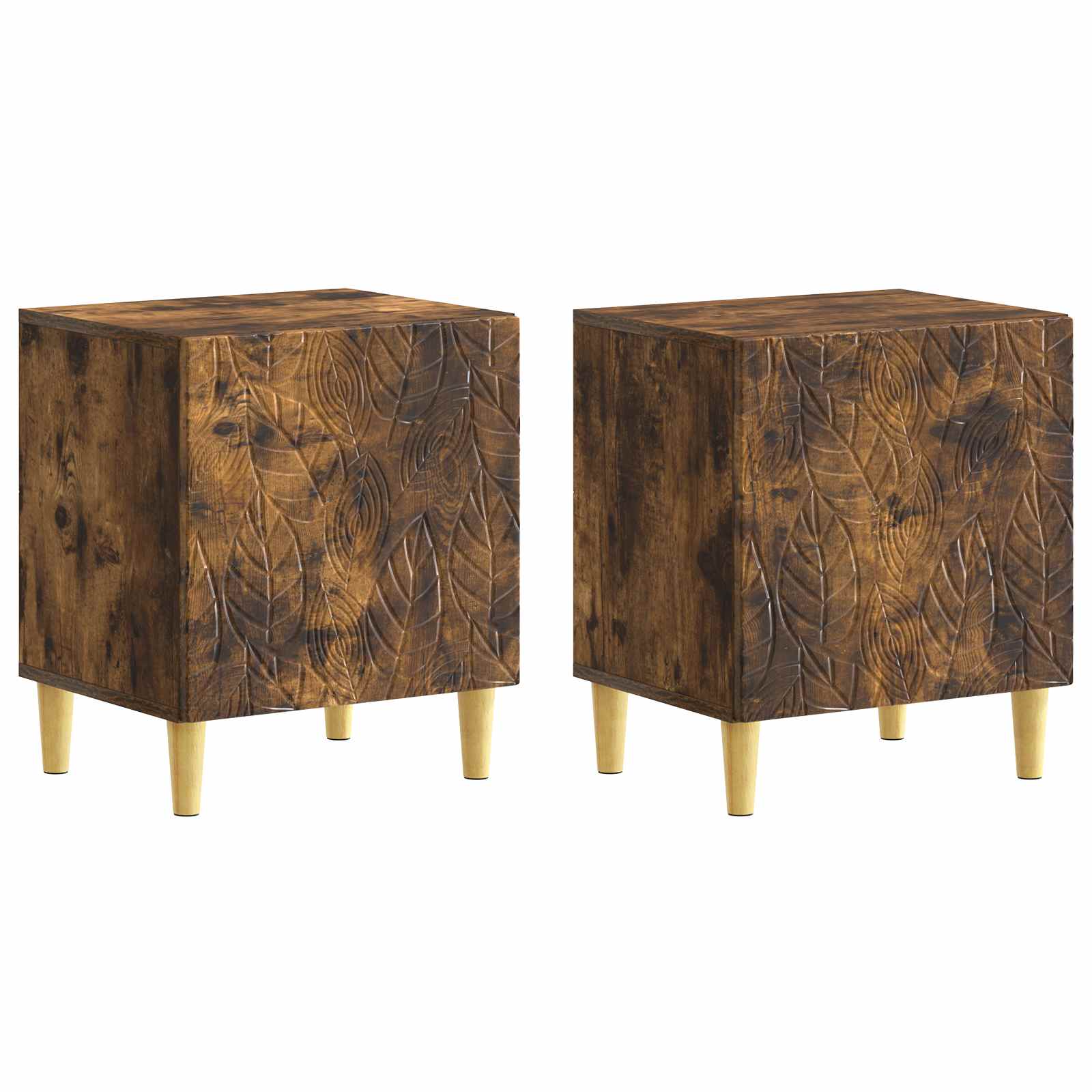 Sengebord 2 pcs Røget eg 43 x 34,5 x 50 cm Konstrueret træ billede