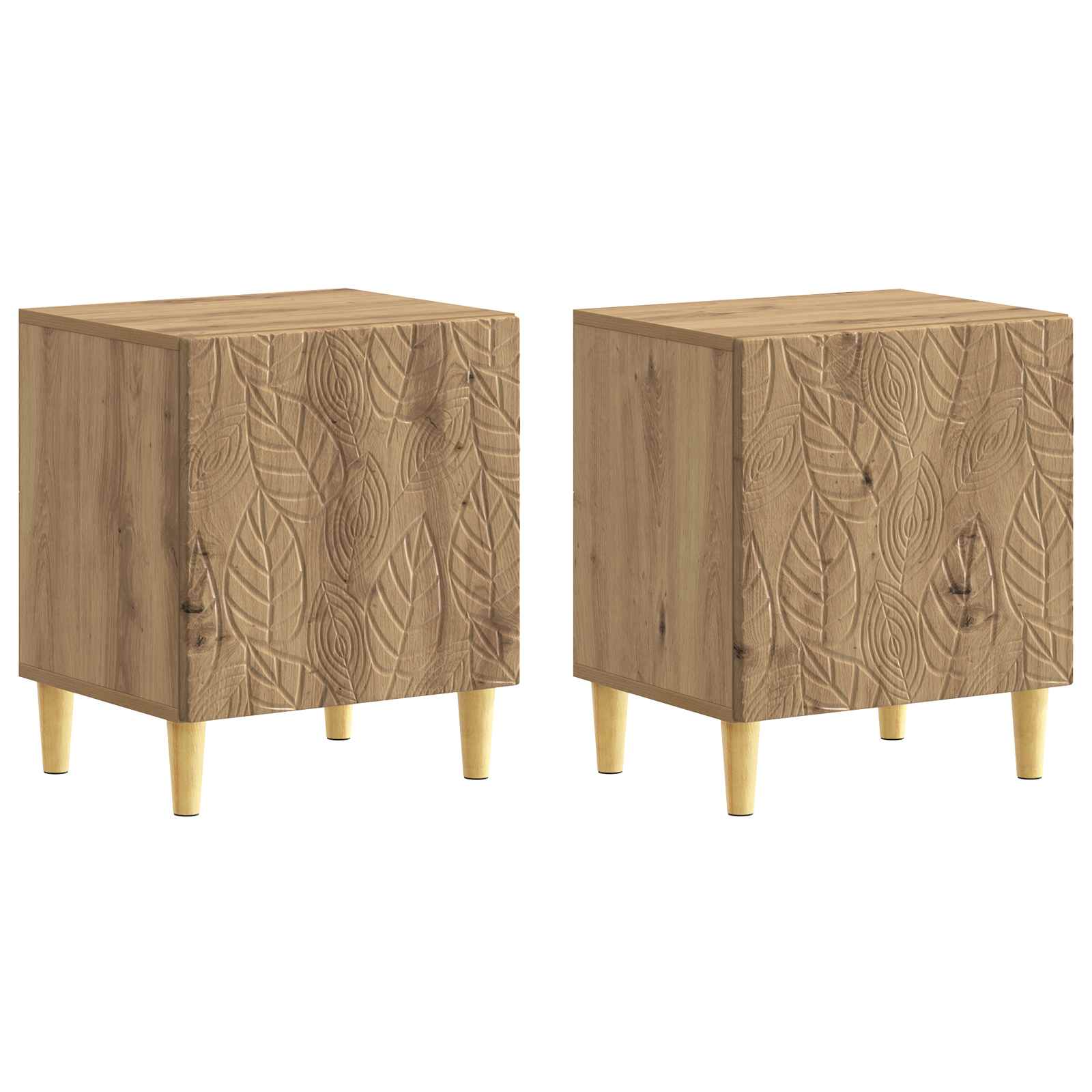 Sengebord 2 pcs Artisan-eg 43 x 34,5 x 50 cm Konstrueret træ billede