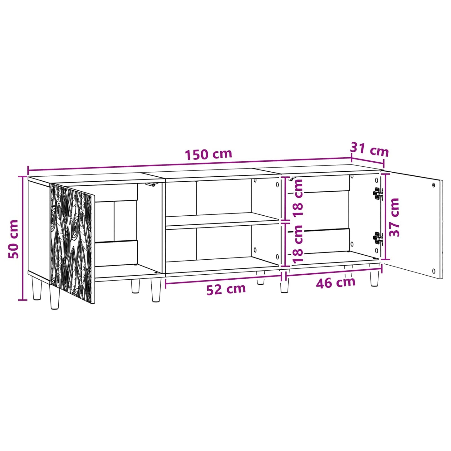 TV-skab 150 x 31 x 50 cm Artisan-eg Konstrueret træ
