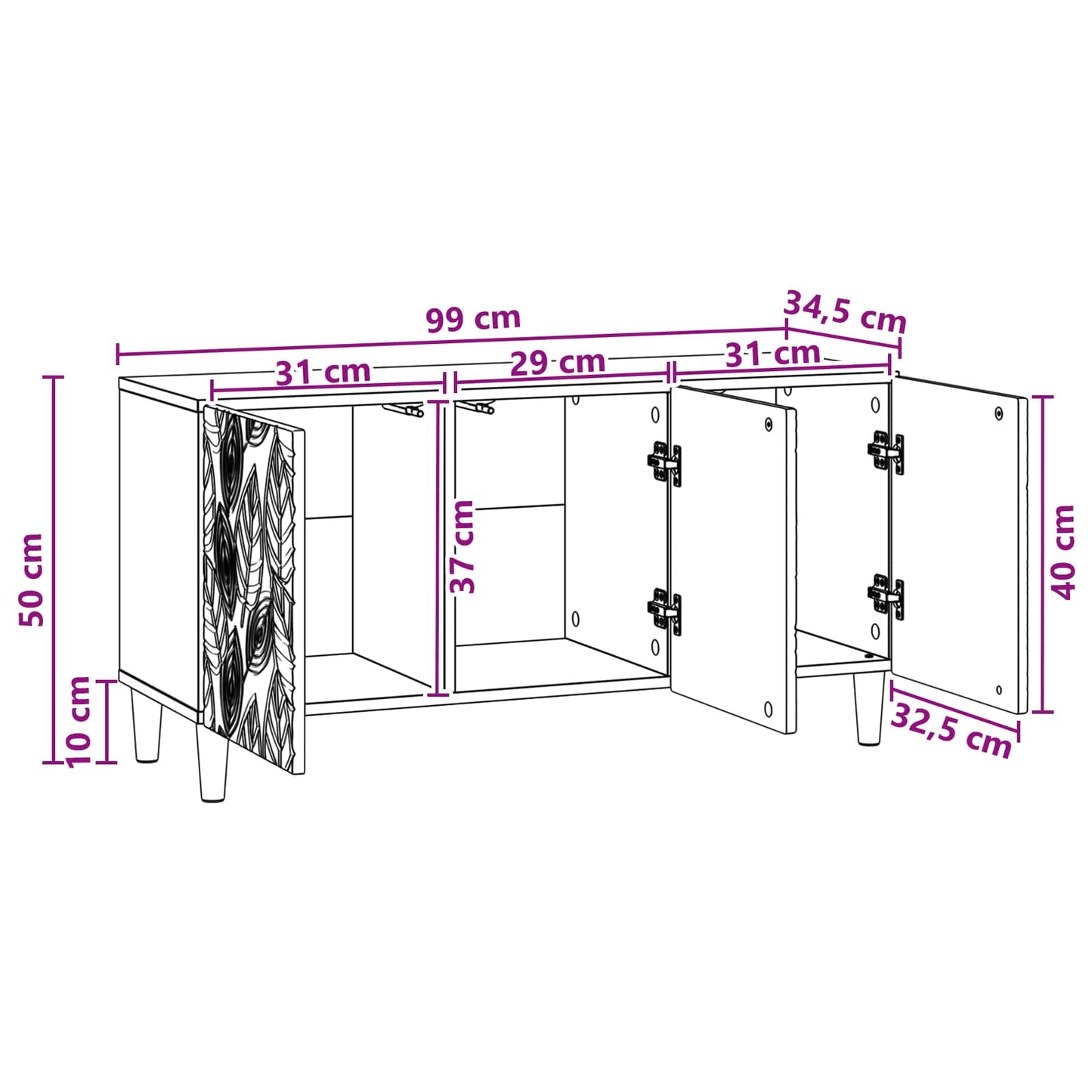 TV-skab 99 x 34,5 x 50 cm Sonoma-eg Konstrueret træ