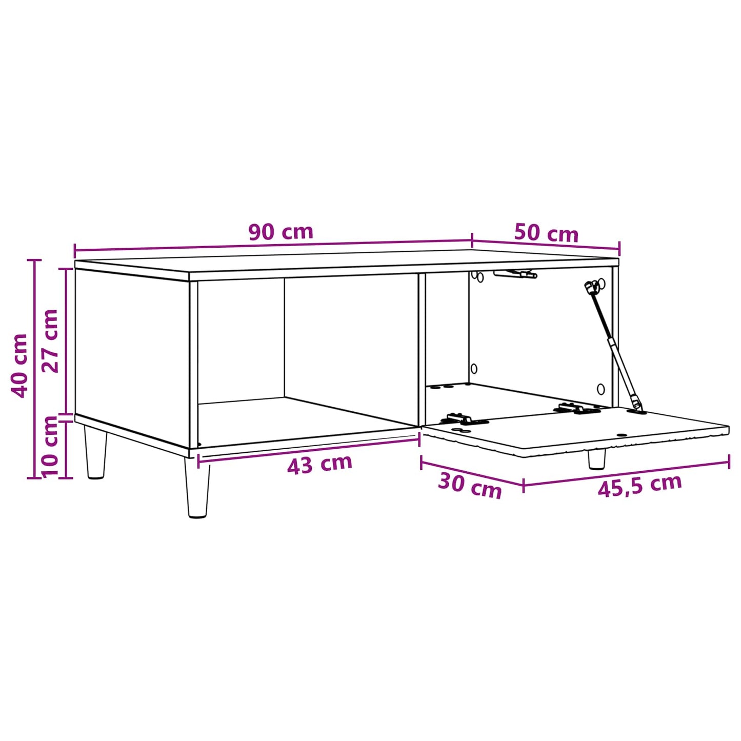 Sofabord Hvid højglans 90 x 50 x 40 cm Konstrueret træ