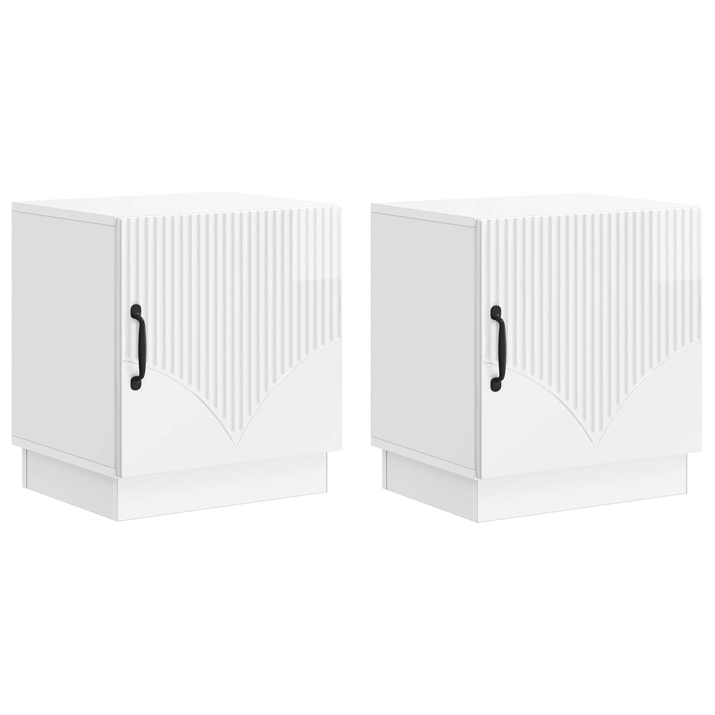 Sengebord 2 pcs Hvid højglans 43 x 34,5 x 47 cm Konstrueret træ