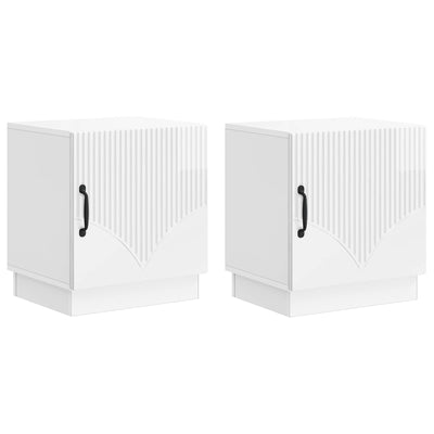 Sengebord 2 pcs Hvid højglans 43 x 34,5 x 47 cm Konstrueret træ