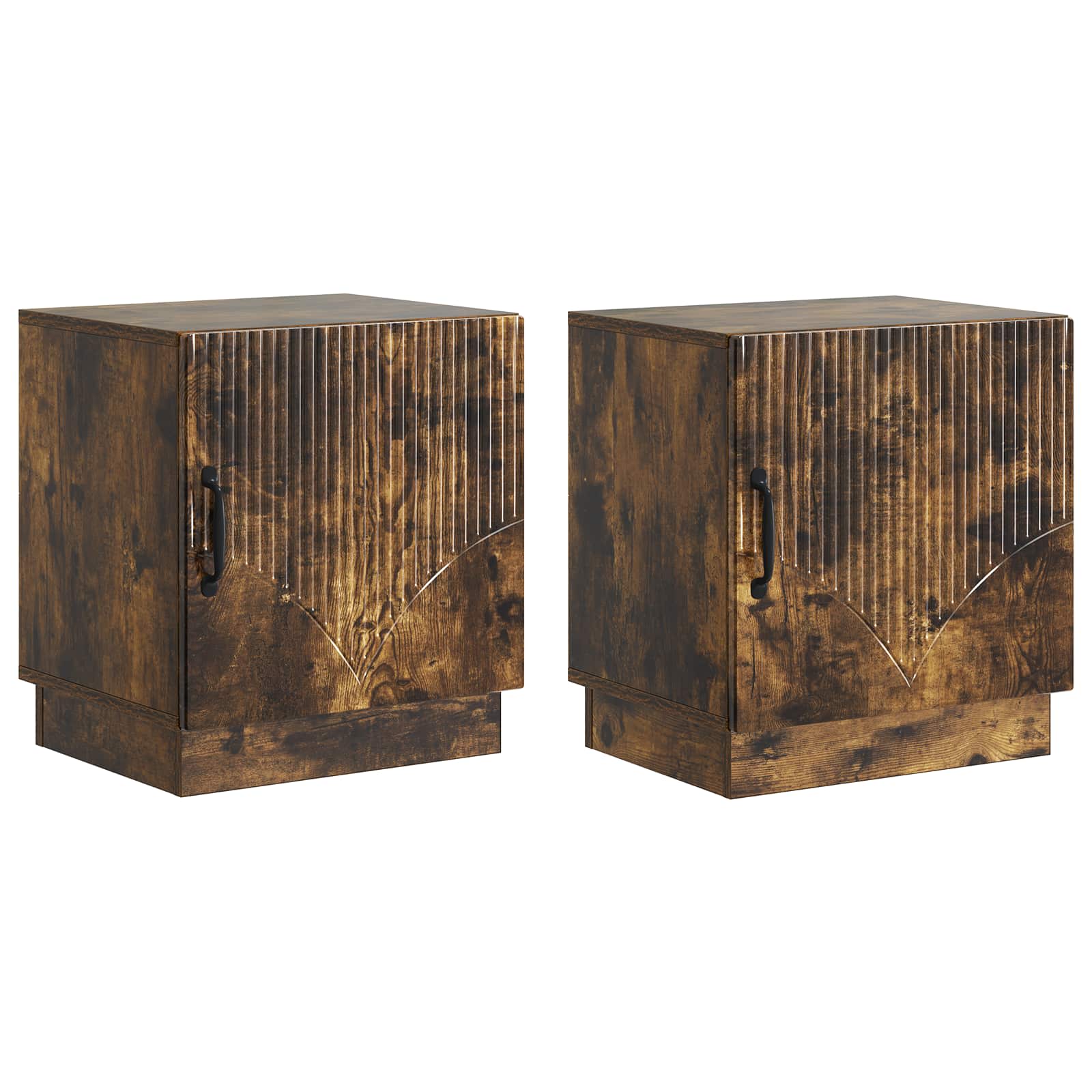 Sengebord 2 pcs Røget eg 43 x 34,5 x 47 cm Konstrueret træ billede