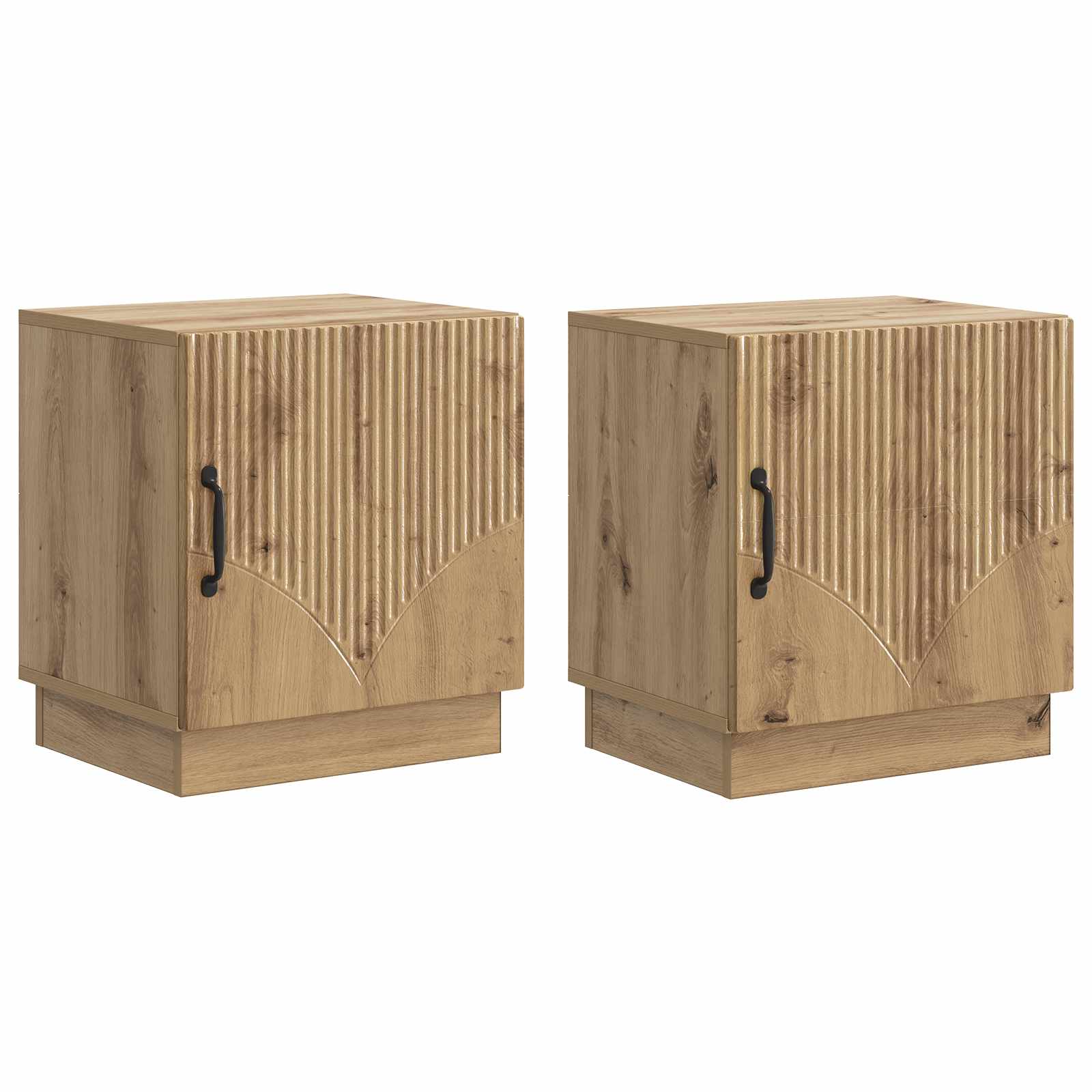 Sengebord 2 pcs Artisan-eg 43 x 34,5 x 47 cm Konstrueret træ billede