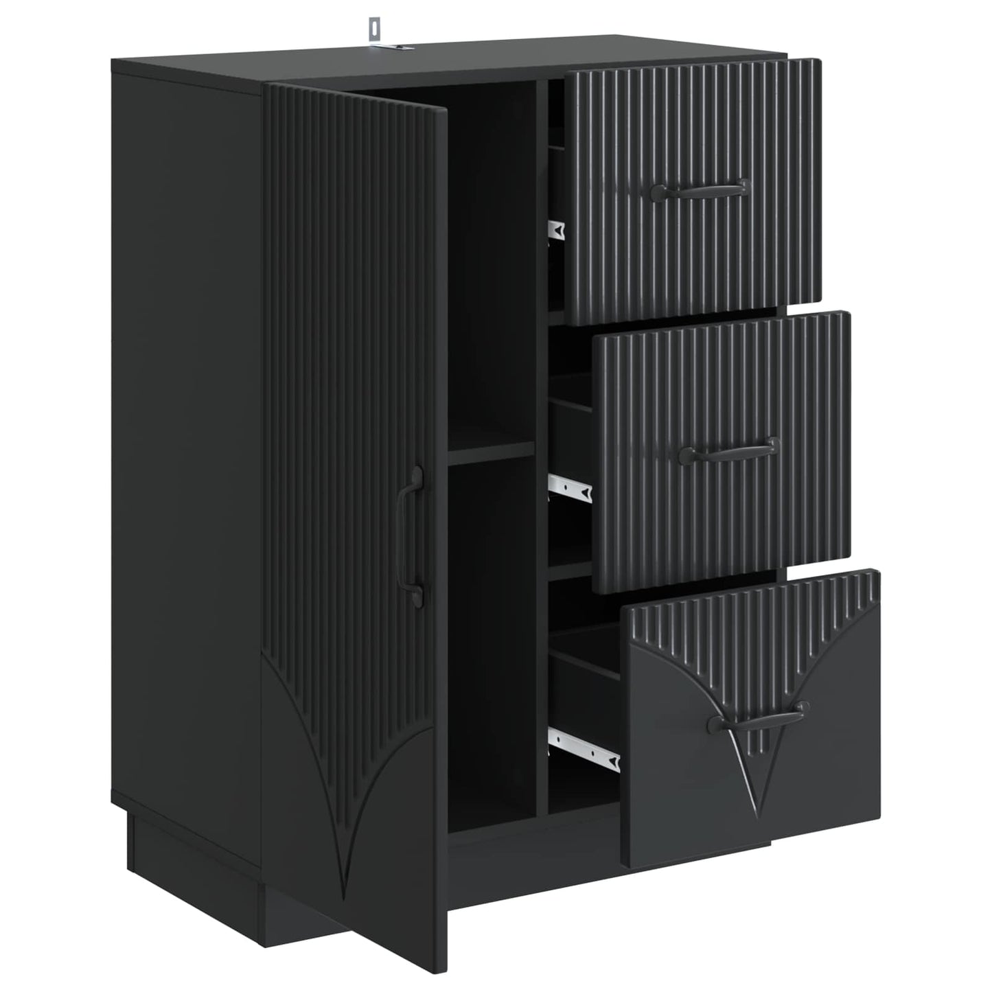 Sideboard med skuffe Sort 66 x 34,5 x 87 cm Konstrueret træ